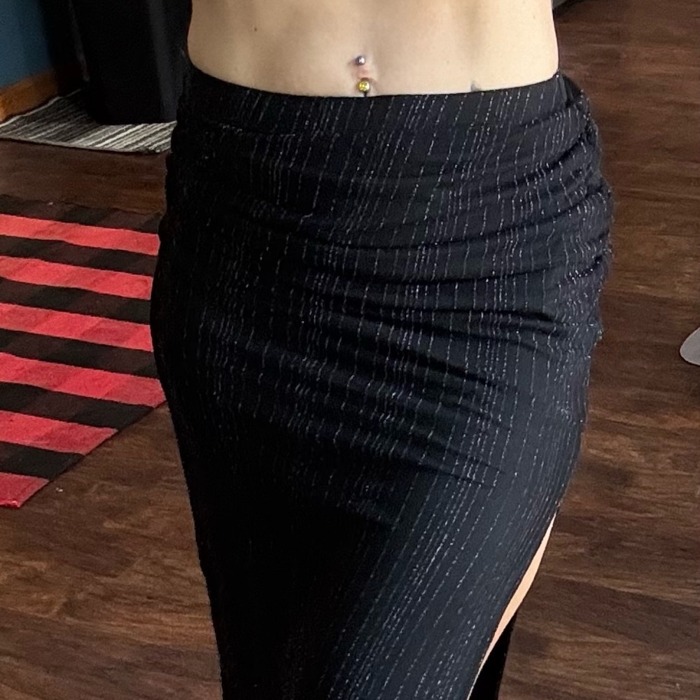 Elegant Black Pinstripe Skirt